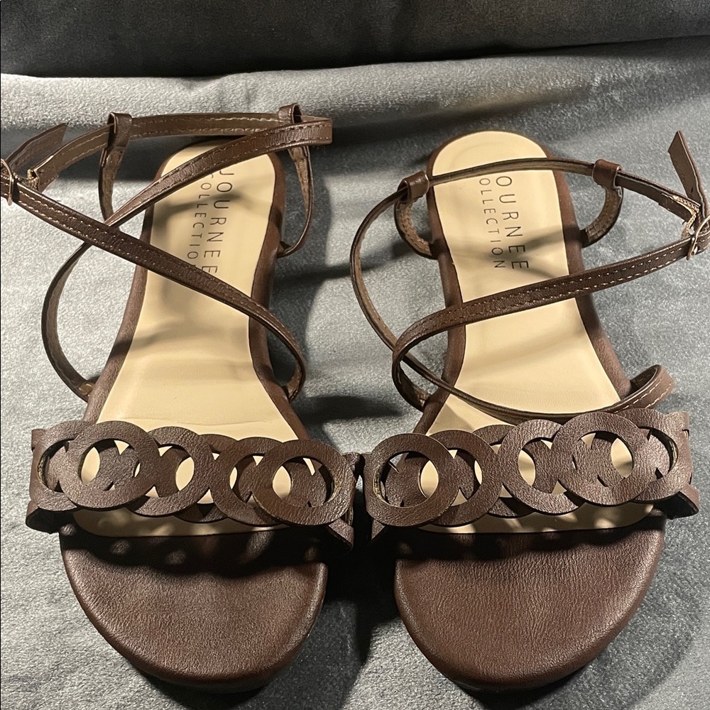Journee Collection Dark Brown Strappy Sandals